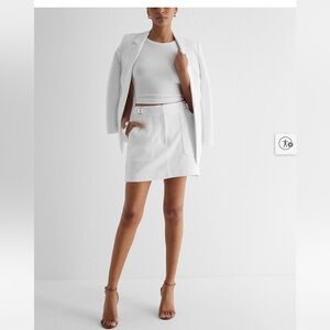 Express White High Waist Mini Skirt Adjustable Buckles Utility Side Pockets